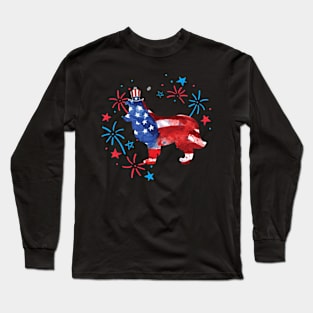 Sheltie Uncle Sam Hat 4Th Of July Long Sleeve T-Shirt